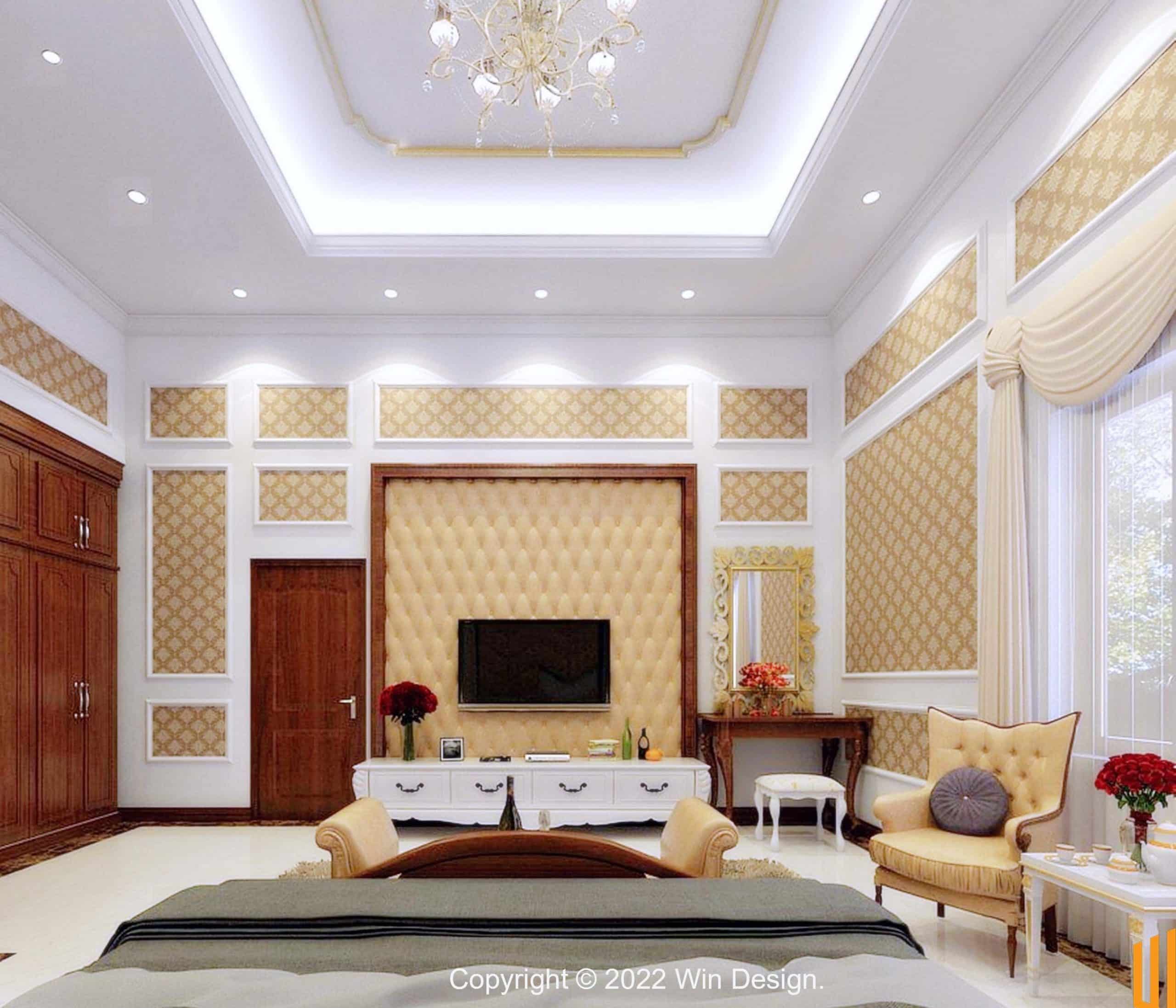 Thiết kế nội thất đầy đủ và tiện nghi cho phòng ngủ chính 